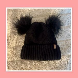 FURTALK Sensationnel Women's Winter Hat with Two Pom Poms - Black